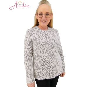 Cassia Pullover harig 2 kleuren Ecru grijs